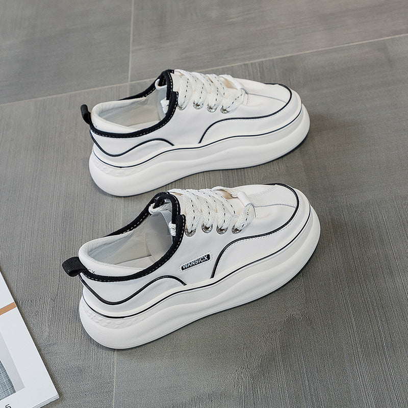 Women's Spring Platform White Genuine Flat Sports Sneakers