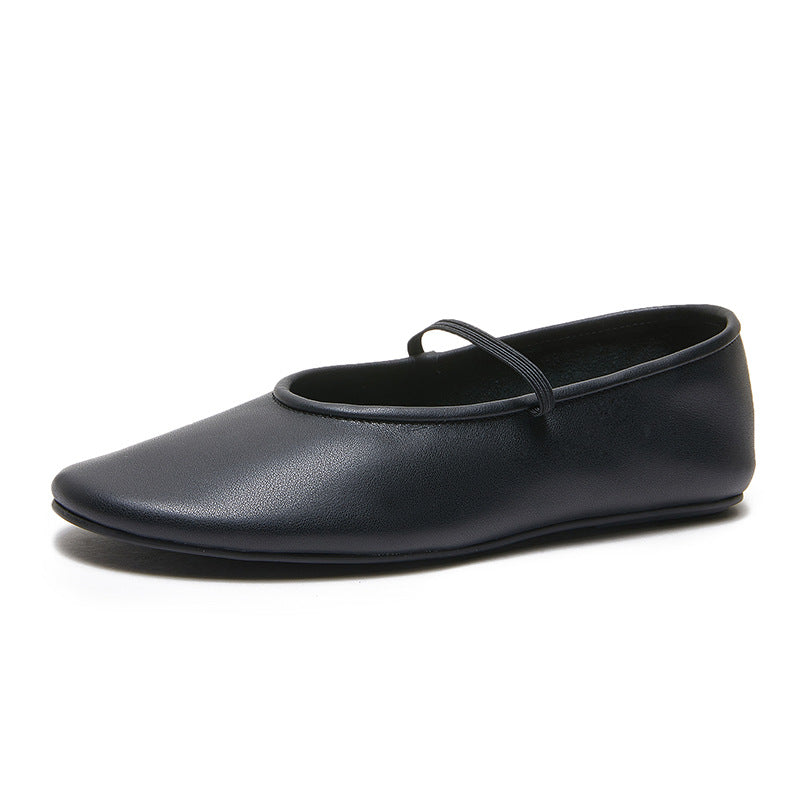 Women's Cowhide Low-cut French Style Grandma Summer Casual Shoes