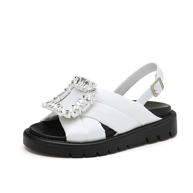 Women's Buckle Flat Platform Genuine Fashion Fashionable Sandals