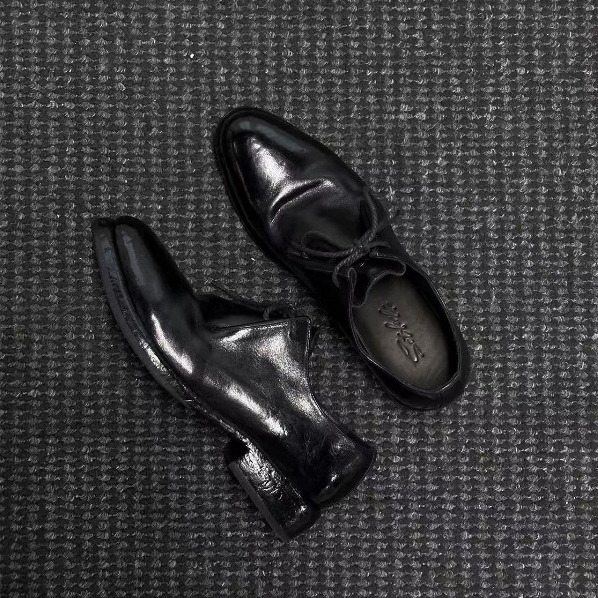 Looking Washed-out Horse Good Year Pointed Derby Leather Shoes