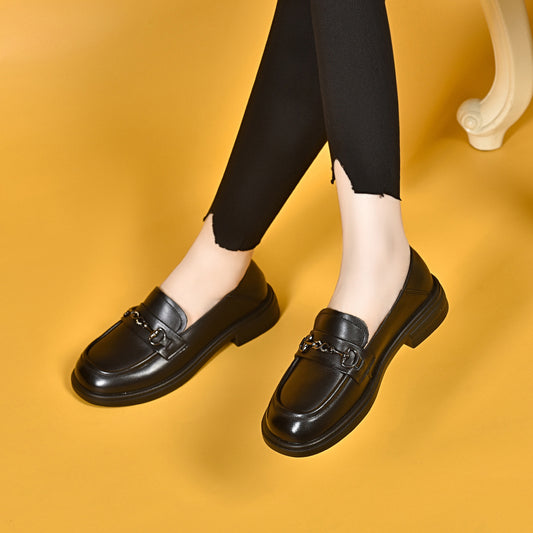 Women's Round Toe Flats Autumn British First Layer Loafers