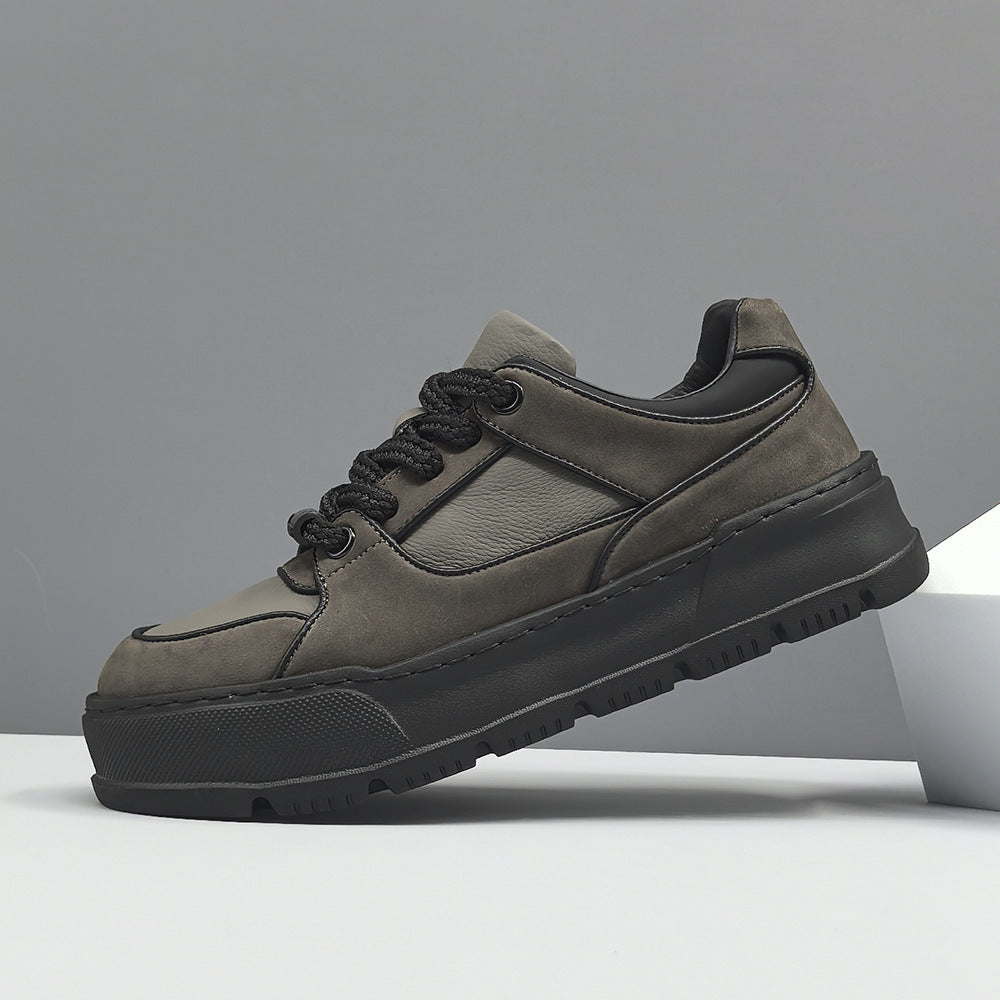 Men's Sports First Layer Cowhide Platform Hight Sneakers