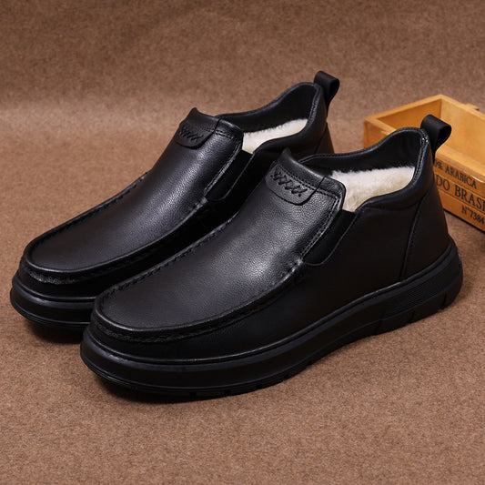 Men's First Layer Cowhide Winter Comfortable Warm Wool Men's Shoes