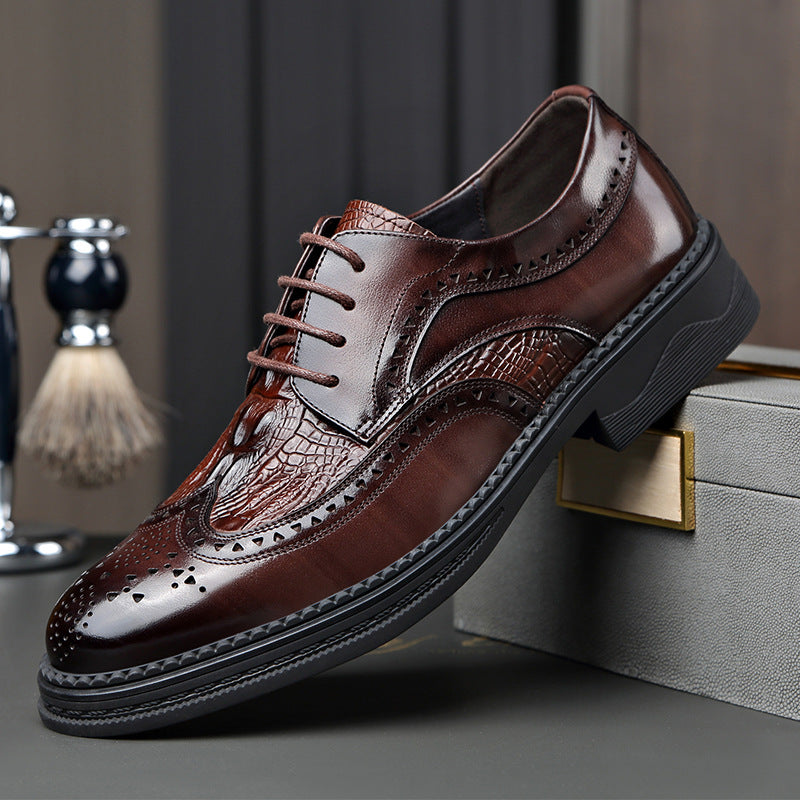 Men's Brogue Genuine Business Formal Wear British Leather Shoes