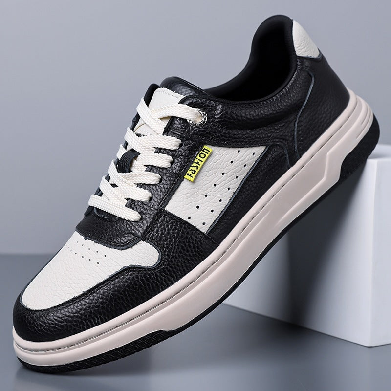 Men's Top Layer Cowhide Breathable Spring Board Trendy Men's Casual Leather Shoes