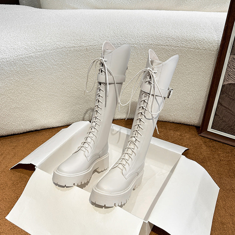 Women's Knight Fashionable Winter High Leg Fleece-lined Long Female Slimming Boots