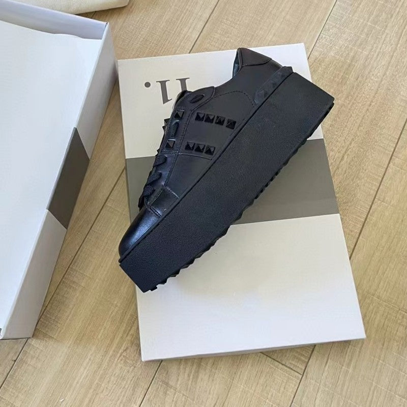 Women's Original Rivet Platform White Short Music Genuine Casual Shoes