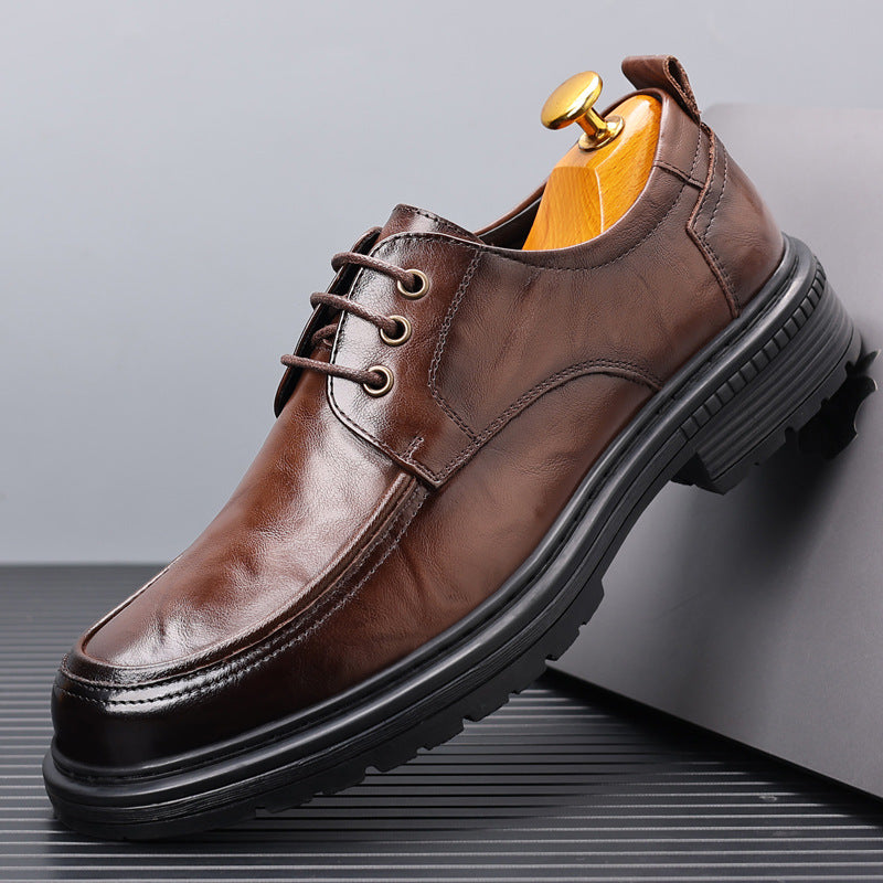 Men's First Layer Cowhide Big Head Thick-soled Business Formal Men's Shoes
