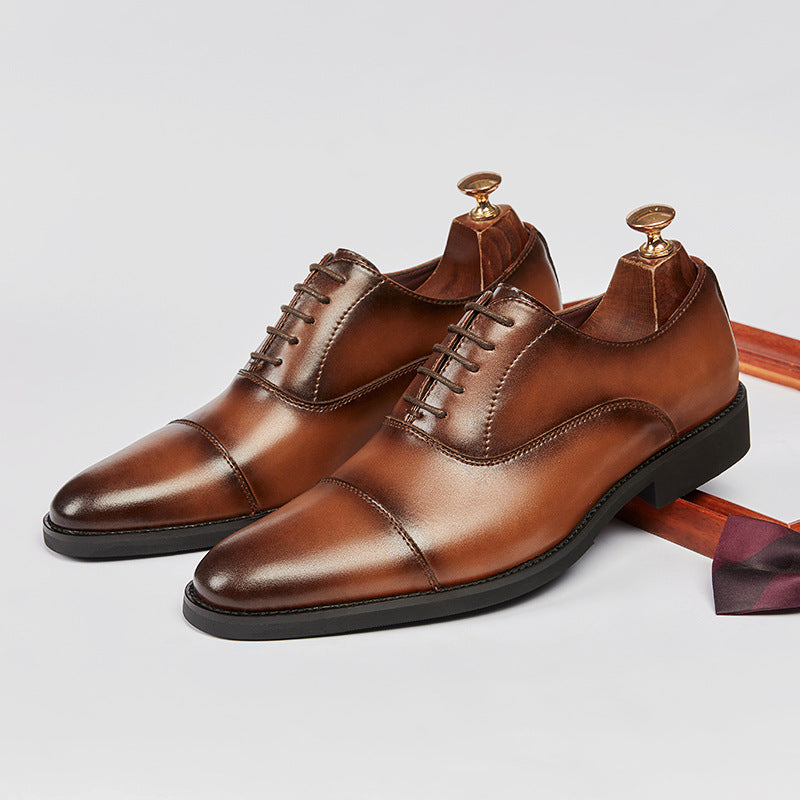 Men's Business Genuine Formal Lace Wedding Three Leather Shoes
