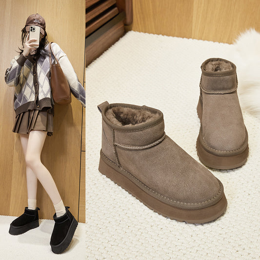 Female Fleece-lined Thickening Thermal Cotton Winter Boots