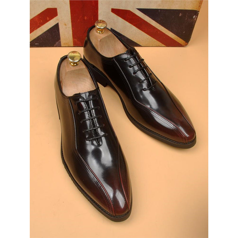 Men's Formal British Style Retro Breathable Wedding Leather Shoes
