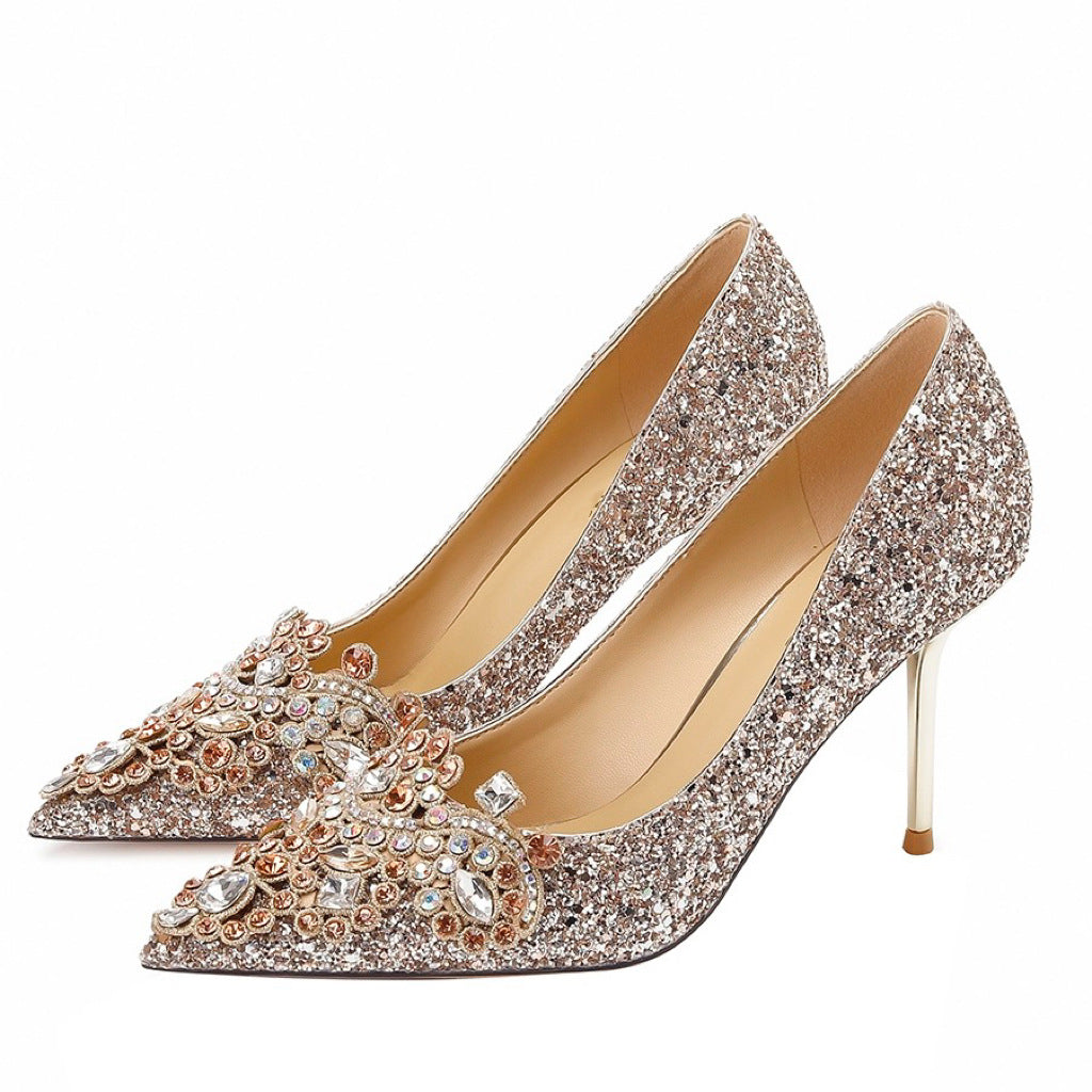Women's Wedding Bridal Champagne Gold Chinese Suit Women's Shoes