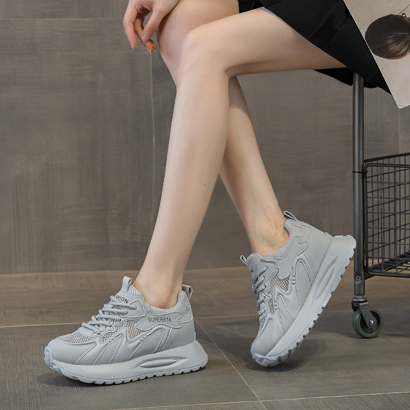 Genuine Mesh Surface Platform Height Increasing Casual Shoes