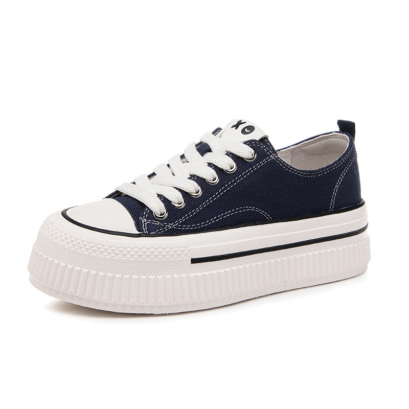Women's Versatile Sports Low-cut White Round Toe Canvas Shoes