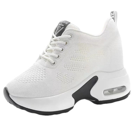 Women's Increasing Insole Platform White Korean Versatile Sneakers