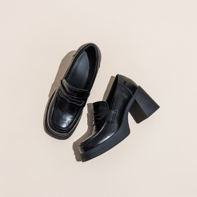 Thick Bottom Chunky Pumps Versatile British Loafers