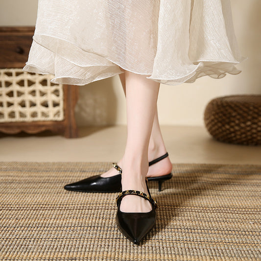 Women's Summer Wear French Style Temperament Pointed Small Short Pumps Heels