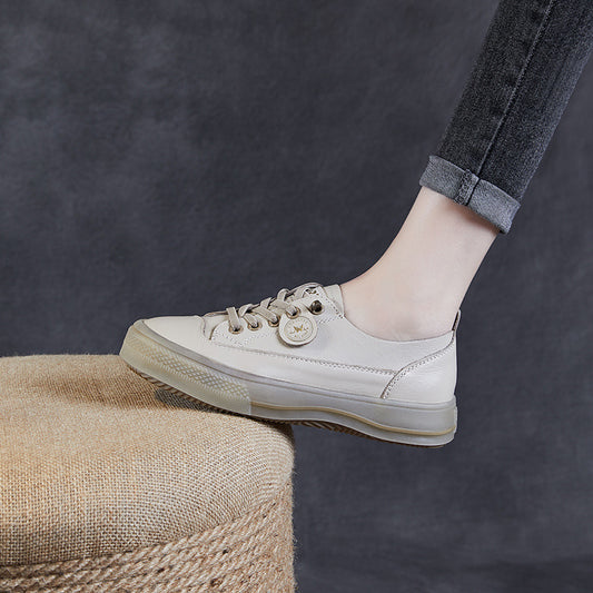 Women's White Slip-on Beef Tendon Soft Bottom Casual Shoes
