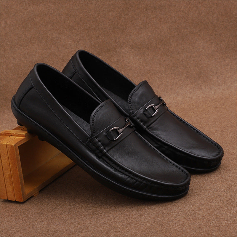 Men's Summer Low-cut Soft Bottom Comfortable Slip-on Flat Men's Casual Leather Shoes