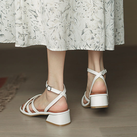 Women's Summer With Buckle Chunky Soft Bottom Fairy Style Heels