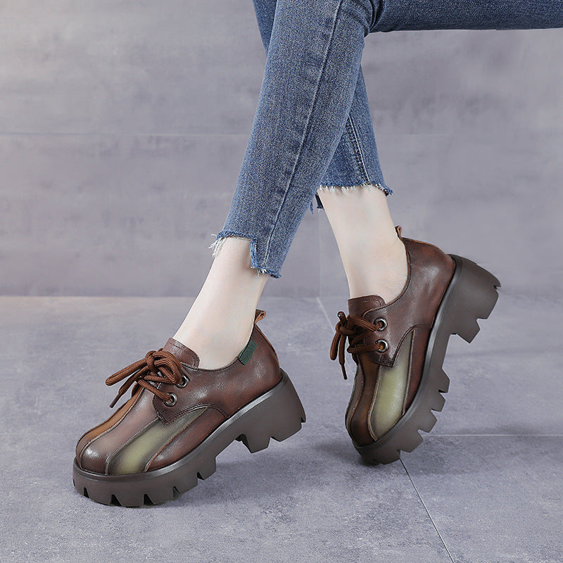 Women's Top Layer Cowhide Summer Small Retro Casual Shoes