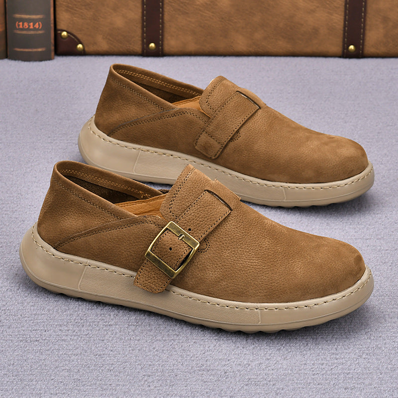 Men's Spring Cow British Style Slip-on Retro Casual Shoes