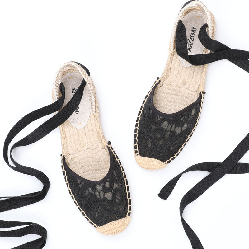 Women's Summer Flat Linen Sole Striped Breathable Canvas Shoes