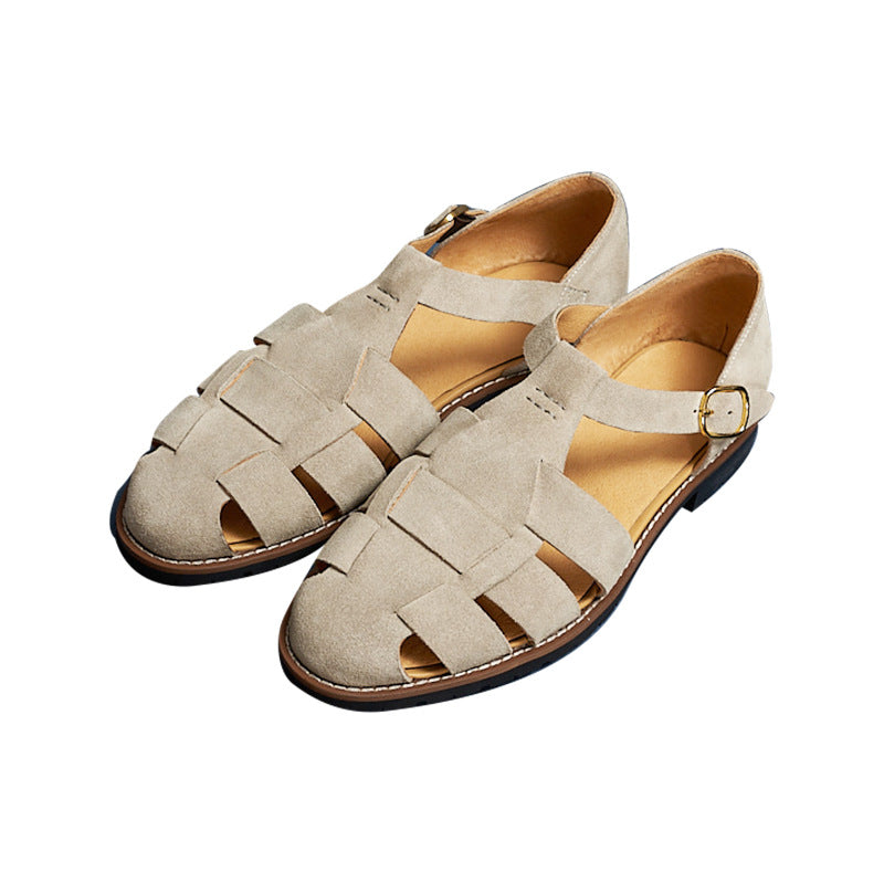 Men's Color Retro Woven Roman Flat Breathable Sandals