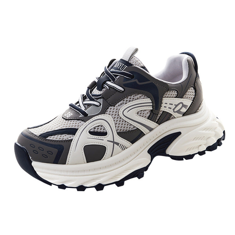 Women's Clunky Spring Mesh Breathable Thick Bottom Show Feet Sneakers