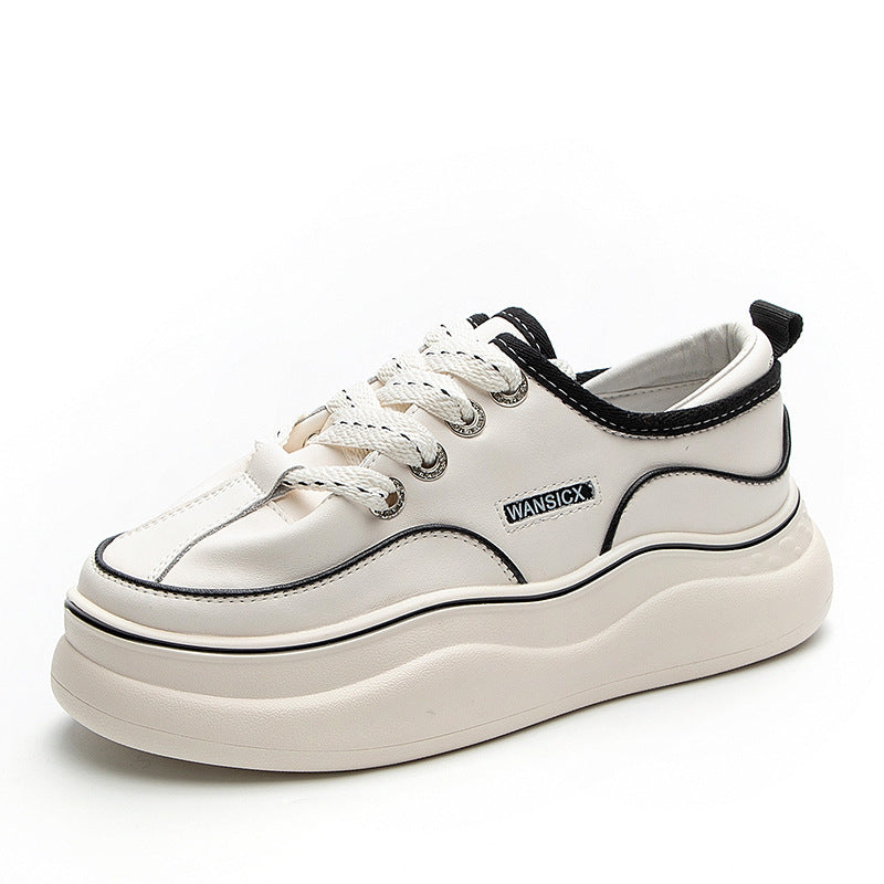 Women's Spring Platform White Genuine Flat Sports Sneakers