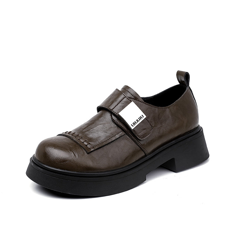 Women's Washed Soft Retro British Style Small Leather Shoes