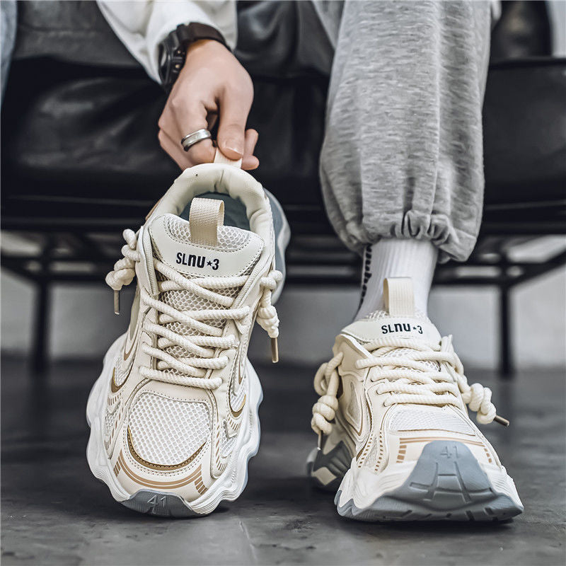 Men's Autumn Mesh Breathable Design Wave Platform Sneakers
