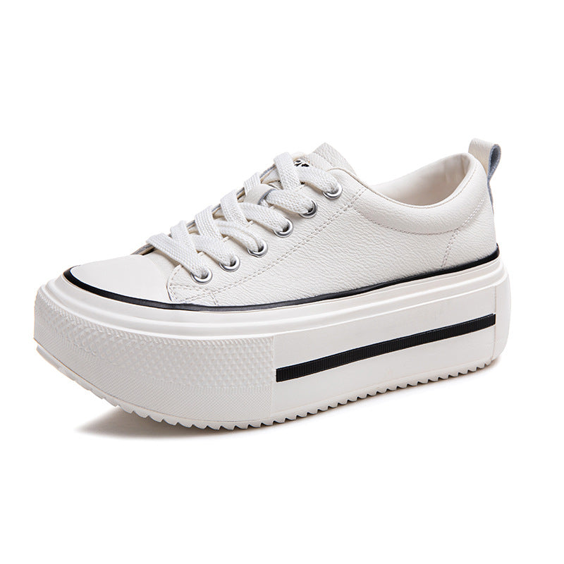 Women's Cowhide Easy Wear Leisure Sports Hight Increasing Board Women's Casual Shoes
