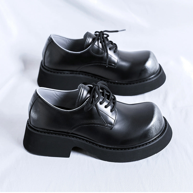 Men's Mickey Big Head Warped Derby British Retro Platform Men's Casual Leather Shoes