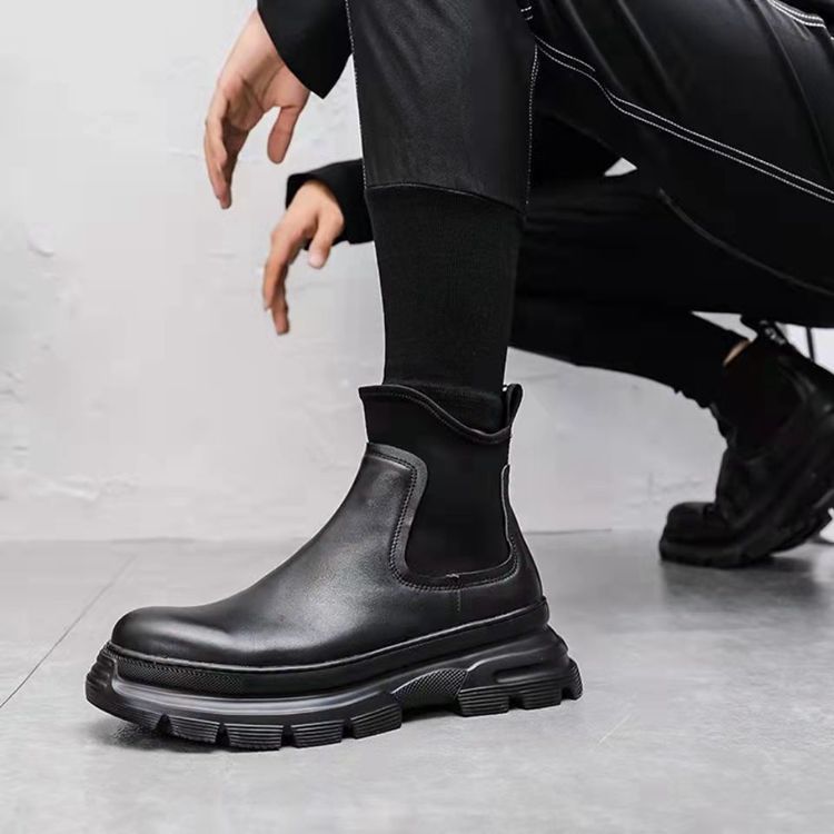 Men's Winter Genuine Thick Bottom Fleece-lined High Boots