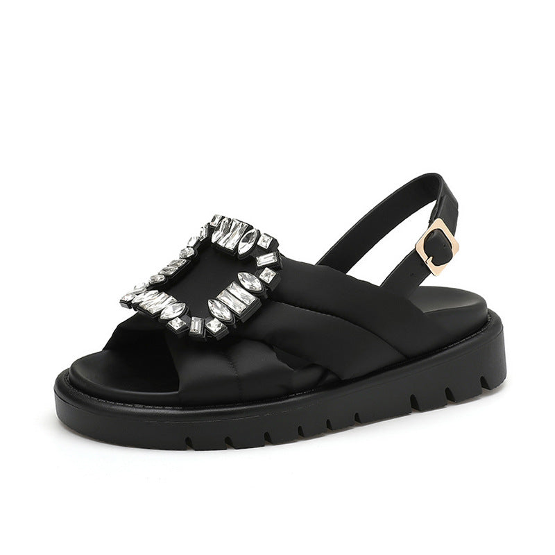 Women's Buckle Flat Platform Genuine Fashion Fashionable Sandals