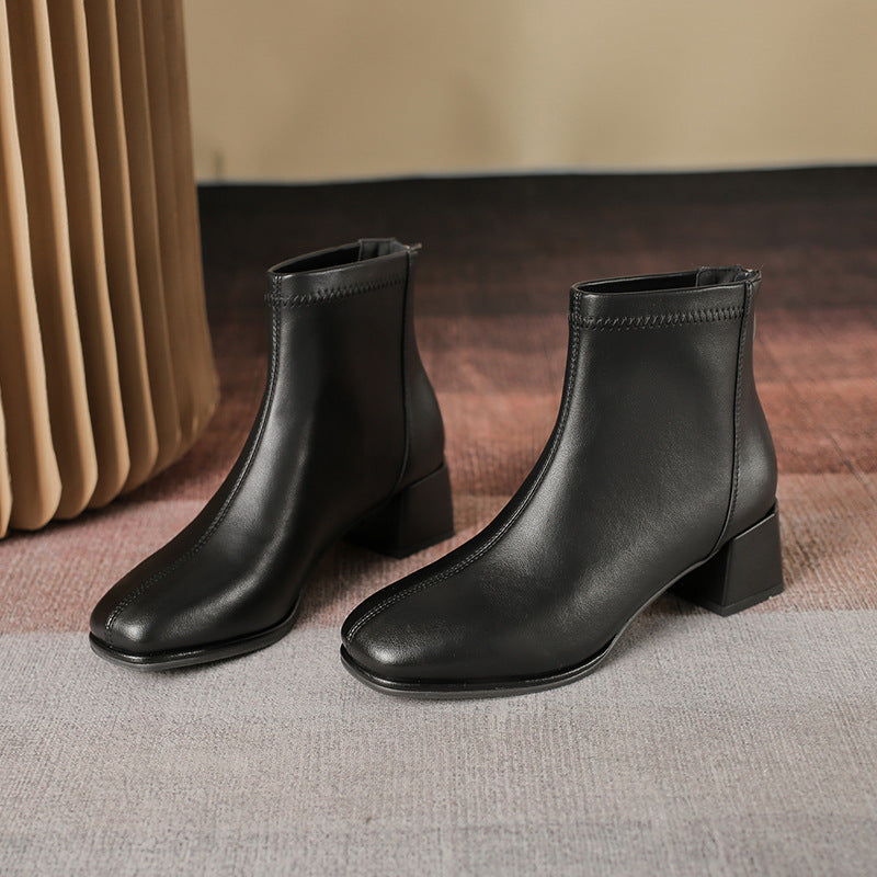 Women's Chunky French High Skinny Martin Square Boots