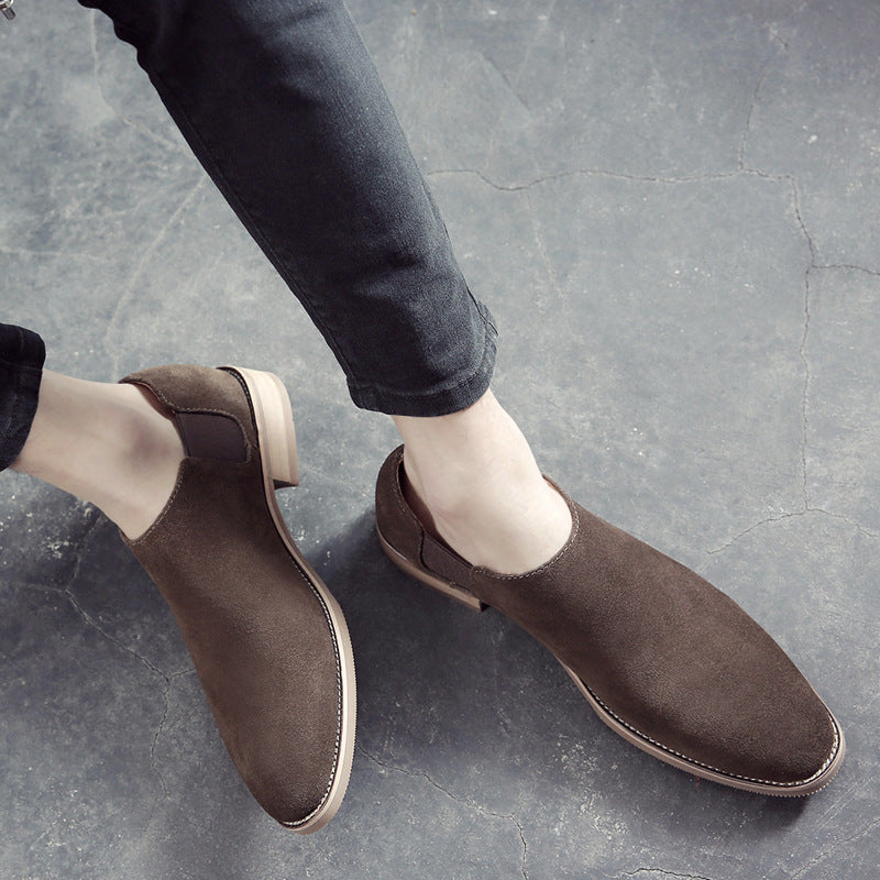 Men's Korean Style Pointed British Suede Calf Men's Shoes