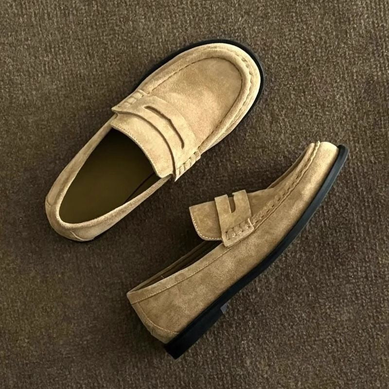 Old Money Style Unisex For Round Trendy Platform One Pedal Men's Casual Leather Shoes