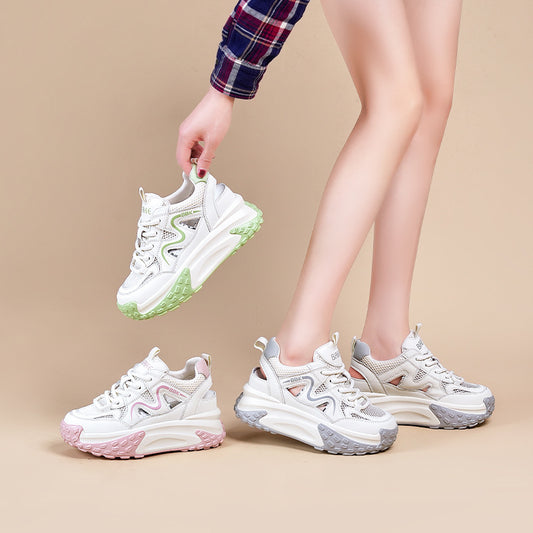 Women's Hollow Summer Height Increasing Insole Mesh Casual Shoes