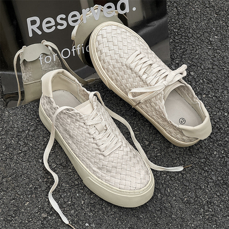 Men's Woven Soft Bottom Wild Comfortable Lightweight Low Men's Board Shoes
