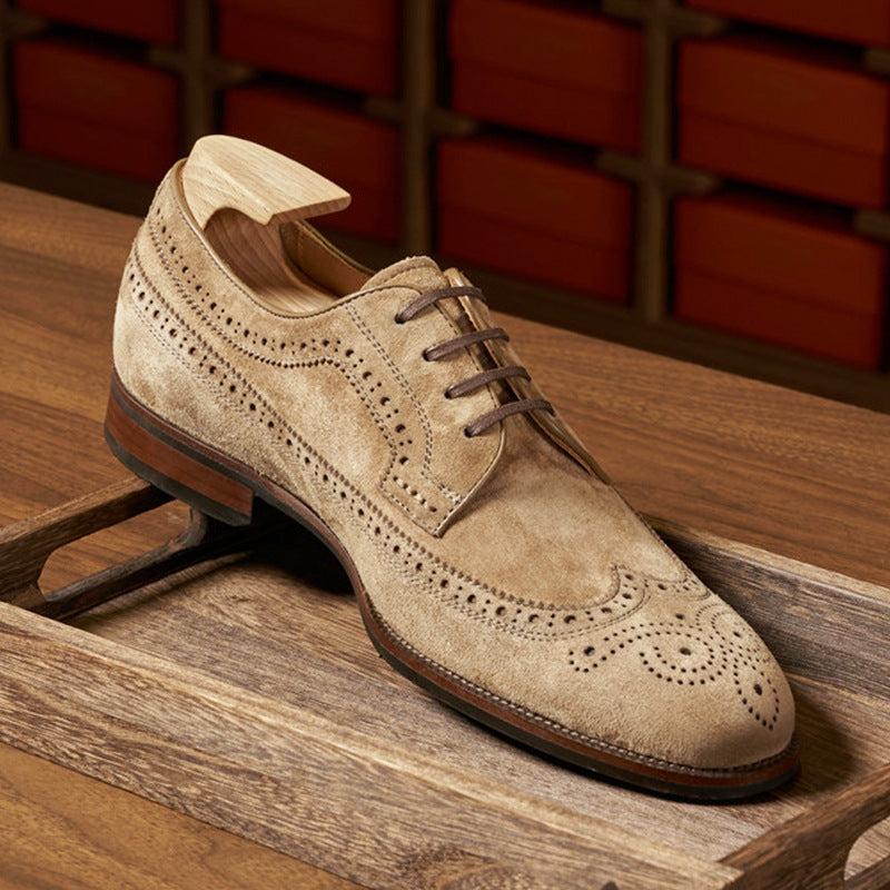 Men's British Formal Wear Reversible Flannel Rock Leather Shoes