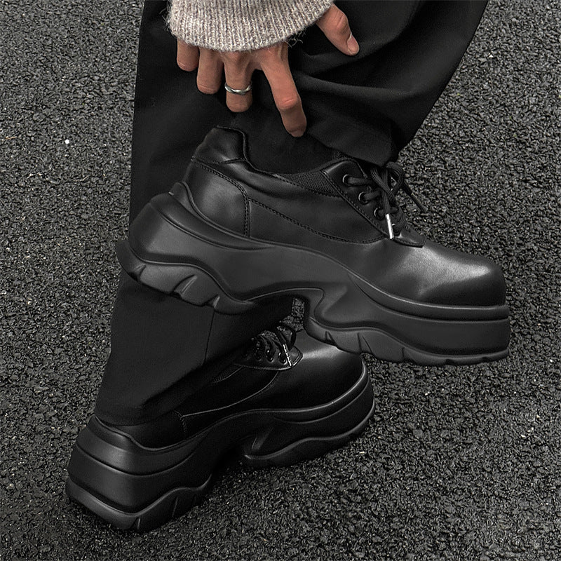 Men's Tide Leisure College Style Thick Bottom British Leather Shoes