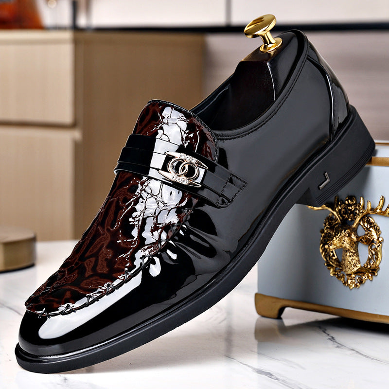Men's Formal Wear British Style Bright Glossy Leather Shoes
