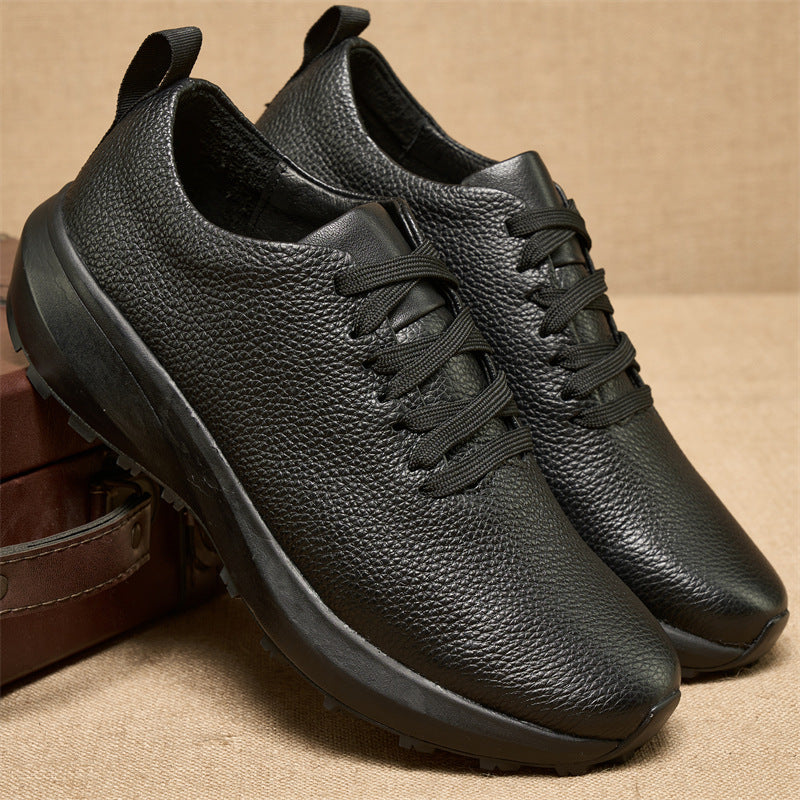 Men's Litchi Grain Cowhide Leisure Mountaineering Comfortable Leather Shoes