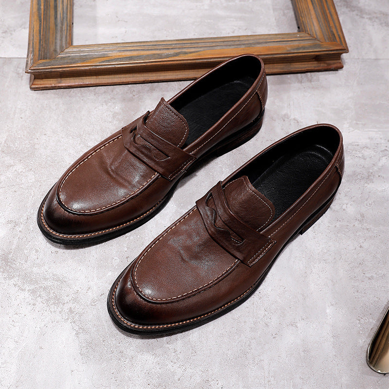 Washed-out Vintage Good Year Horse Slip-on Leather Shoes