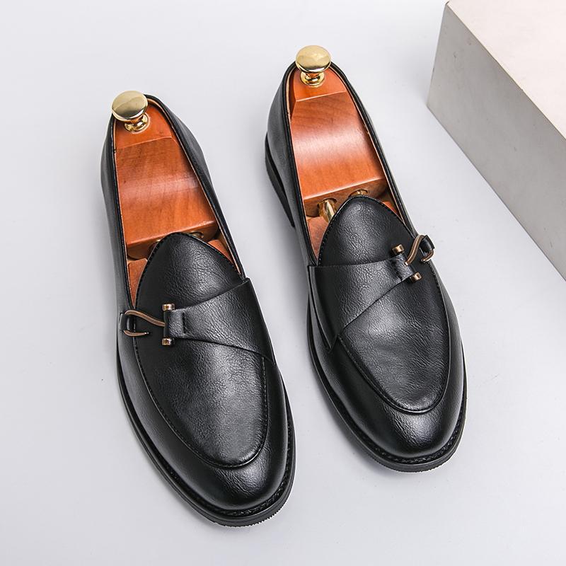 Men's Slip-on Korean Retro Pointed Hair Stylist Leather Shoes
