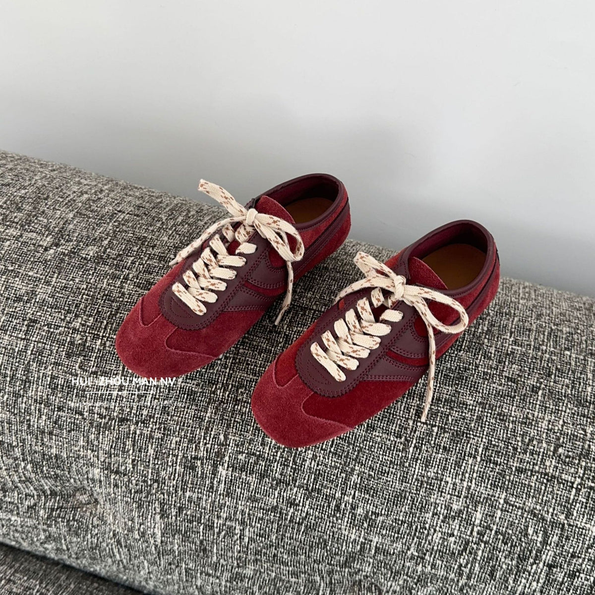 Women's Brown German Training Lace Color Block Sneakers