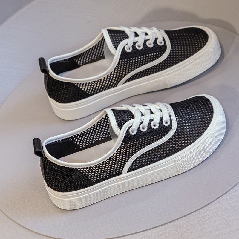 Women's Surface White Sports Summer Breathable Flat Sneakers