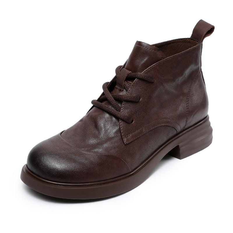 Women's Beautiful Original Color Short Martin Round Toe Light Luxury Boots